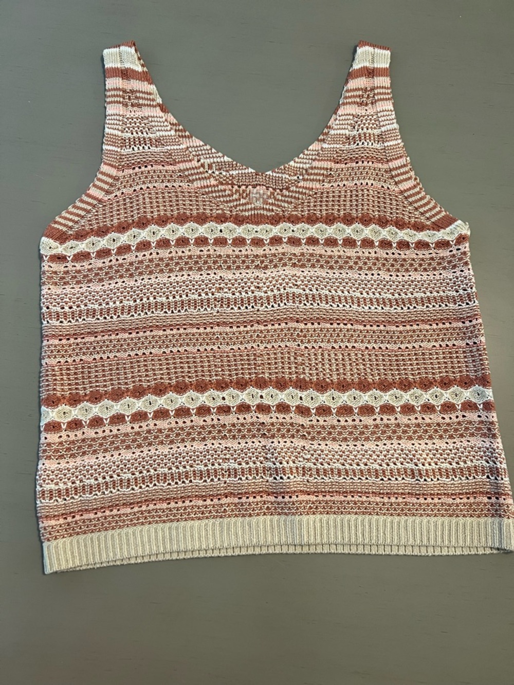 Lou & Grey Rust and Cream Striped Knit Tank